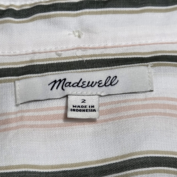 Madewell Green And Pink Striped Shirt Size 2 - Picture 2 of 7